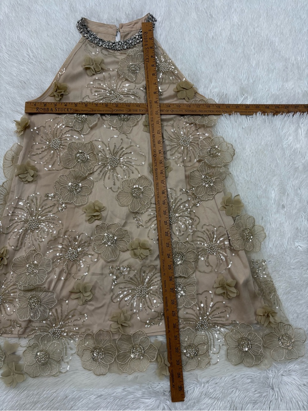 Rich Radi QS Embellished Halter Mini in Champagne - Picture 9 of 15